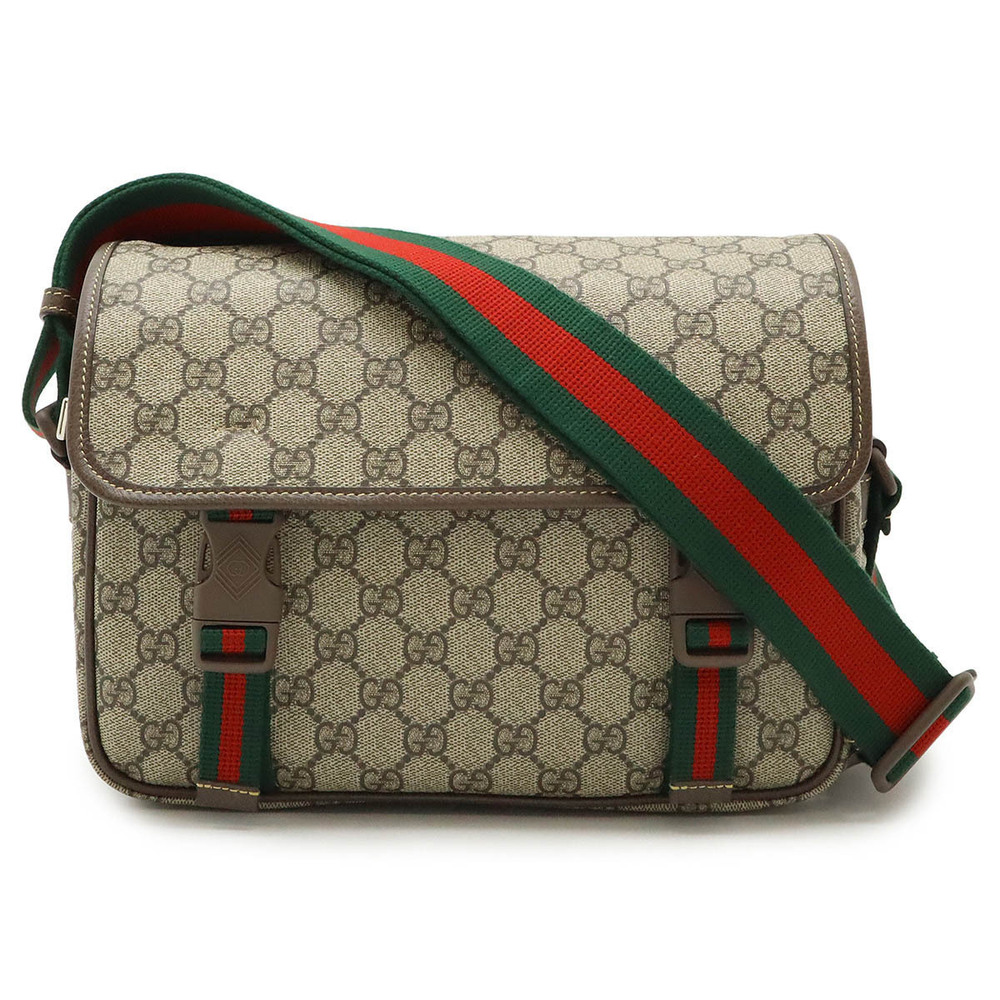Gucci GG Supreme Sherry Messenger Bag Crossbody Beige Cream Mocha Brown